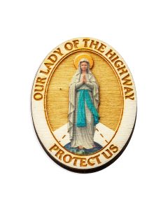 Our Lady of the Highway Wooden Auto Plaque