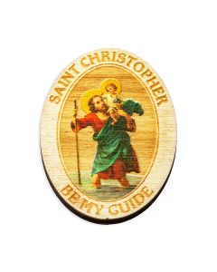 Saint Christopher Wooden Auto Plaque