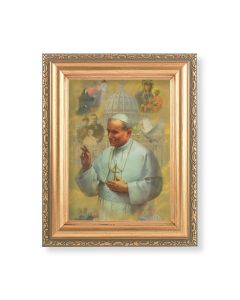 5.5" x 7" Antique Gold Frame with a Saints John Paul II Print