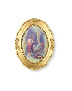 3 1/2" x 4 1/2" Gold Leaf Frame with a First Communion Girl Print-P65