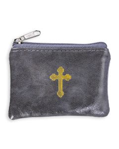 Pewter Marbled Patterned Rosary Pouch