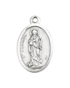 1" Oval Antiqued Silver Oxidized Saint Matthew Medal