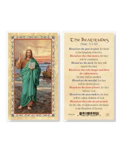 The Beatitudes Christ Blessing Laminated Holy Card. Inc. of 25