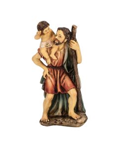 4" Cold Cast Resin Hand Painted Statue of Saint Christopher in a Deluxe Window Box-P65