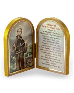 St. Francis Standing Natural Wood Diptych