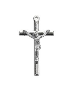 1 1/2" Antiqued Silver Oxidized Tubular Crucifix