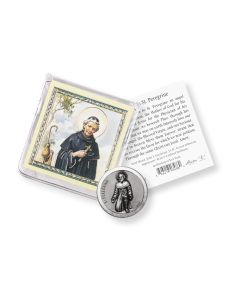 Saint Peregrine Pocket Coin with a Holy Card in a Clear Pouch-P65