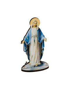 6" Our Lady of Grace Laser Cut Wood Statue with Biography
