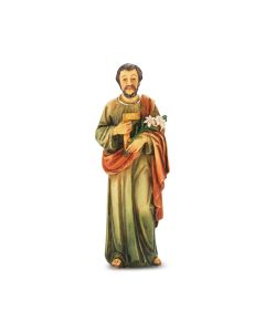 4" Cold Cast Resin Hand Painted Statue of Saint Joseph the Worker in a Deluxe Window Box-P65