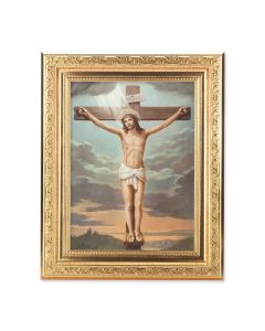 8 1/4" x 10 1/4" Gold Ornate Frame with a 6" x 8" Crucifixion Print