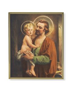 8" x 10" Gold Plaque Frame with a Chambers: St. Joseph with Jesus Print