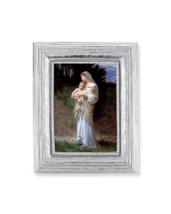 3 3/4" x 4 1/2" Silver Frame with a Our Lady of Divine Innocence Print-P65
