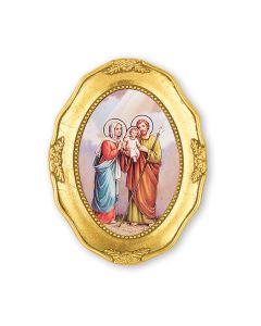 3 1/2" x 4 1/2" Gold Leaf Framed with a Holy Family Print-P65