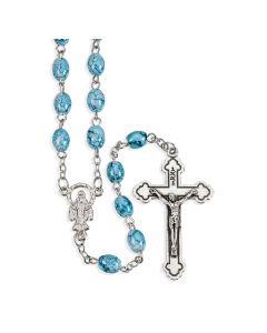 Light Blue Marbleized Bead Rosary-P65