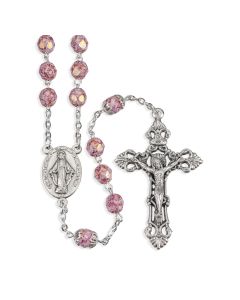 Pink Alabaster Luster Glass Bead Rosary