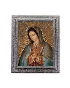 10 1/2" x 12 1/2" Grey Oak Finish Frame with an 8" x 10" Our Lady of Guadalupe Print
