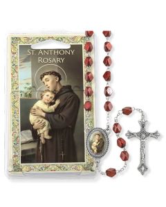 Triangular Wood Bead Saint Anthony Specialty Rosary Boxed