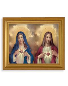 10" x 12" Gold Leaf Finish Beveled Frame with 8" x 10" The Sacred Hearts Textured Art