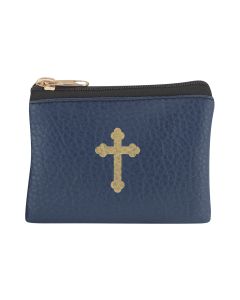 Blue Calf Grained Leatherette Rosary Pouch