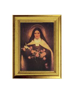 6 3/4" X 8 3/4" Gold Leaf Finish Frame with 5" X 7" Saint Therese Textured Art