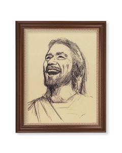 13 1/2" x 16 9/16" Walnut Finished Frame with 11" x 14" Segura: Joyful Christ Textured Art