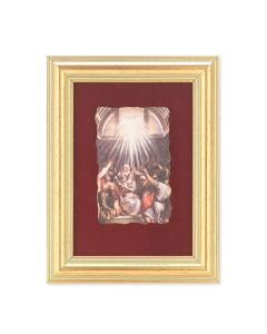 5" x 6.5" Gold Leaf Frame with 2.5" x 3.25" Pentecost Fresco Print Mounted on Red Velvet Lining