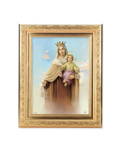 8 1/4" x 10 1/4" Gold Ornate Frame with a 6" x 8" Our Lady of Mt. Carmel Print