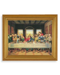 10" x 12" Gold Leaf Finish Beveled Frame with 8" x 10" Last Supper Textured Art
