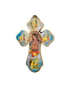 11" O.L. of Guadalupe Bust Image Cross with Juan Diego