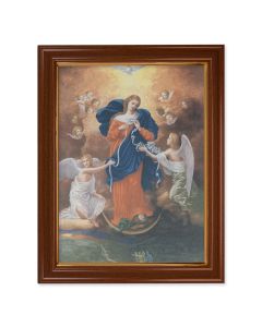 15 1/2" x 19 1/2" Walnut Finish Frame with Gold Accent and a 12" x 16" Our Lady Untier of Knots Canvas Artwork