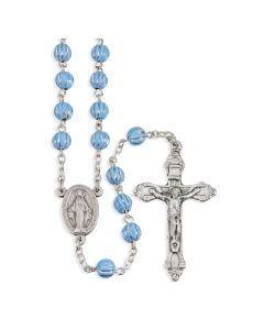 Blue and Silver Metal Bead Rosary