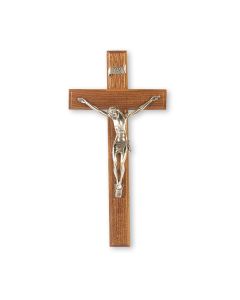 12" Walnut Wood Crucifix with Fine Pewter Corpus