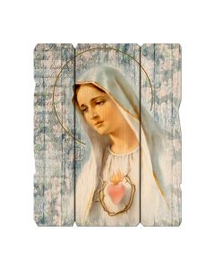 7 1/2" x 9" Immaculate Heart of Mary Vintage Wood Plaque