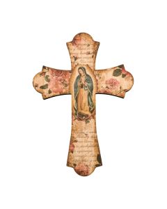 Our Lady of Guadalupe 12" Laser Cut Wood Vintage Cross
