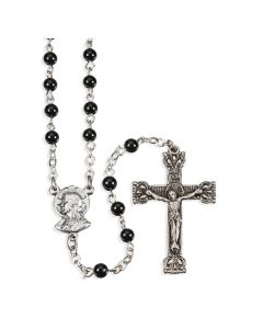4mm Genuine Onyx Gemstone Bead Rosary, Boxed