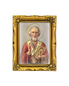 3" x 2" Antique Gold Frame with Saint Nicholas Print-P65