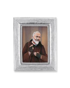 3 3/4" x 4 1/2" Silver Frame with a Saint Pio Print-P65