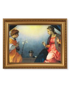 15 1/2" x 19 1/2" Antique Gold Leaf Beveled Frame with Bead Inlay and 12" x 16" Sarto: The Annunciation Textured Art