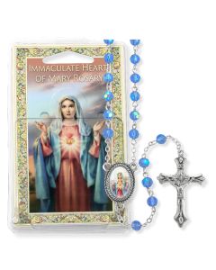 Light Sapphire Bead Immaculate Heart of Mary Specialty Rosary Boxed