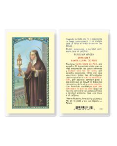 Oracion a Santa Clara de Asis Holy Card