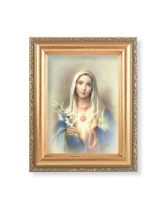 5.5" x 7" Antique Gold Frame with an Immaculate Heart of Mary Print