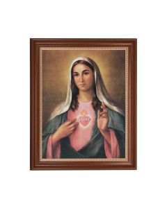 13 1/2" x 16 9/16" Walnut Finished Frame with 11" x 14" Immaculate Heart of Mary Textured Art