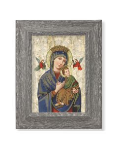 7 1/2" x 9 1/2" Grey Weathered Frame with Our Lady of Perpetual Help Artwork on Wood Plaque