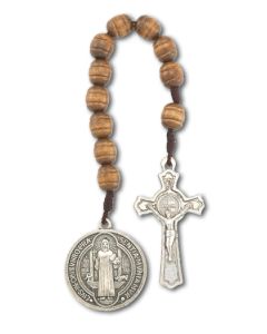 10mm Wood Bead One Decade Saint Benedict Rosary-P65