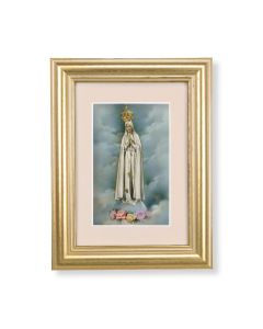 5 1/4" x 6 3/4" Gold Leaf Frame-Cream Matte with a 2 1/2" x 3 3/4" Our Lady of Fatima Print