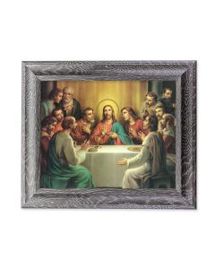 10 1/2" x 12 1/2" Grey Oak Finish Frame with an 8" x 10" Last Supper Print