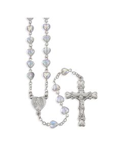 Crystal Iridescent Heart Shaped Bead Rosary