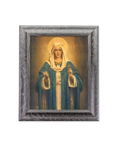 10 1/2" x 12 1/2" Grey Oak Finish Frame with an 8" x 10" Madonna of the Rosary Print