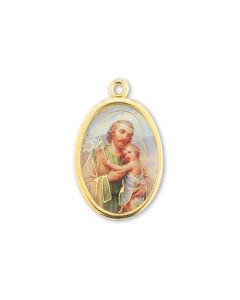 1" Saint Joseph Gold Finish Picture Medal