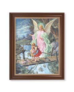 13 1/2" x 16 9/16" Walnut Finished Frame with 11" x 14" Guardian Angel Textured Art